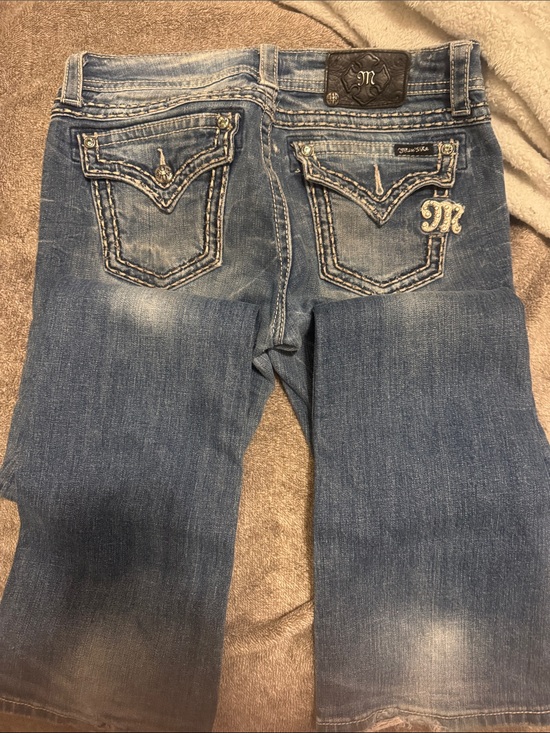 Miss Me Denim - Miss Me Distressed Embellished Back Pocket Jeans - Light Blue